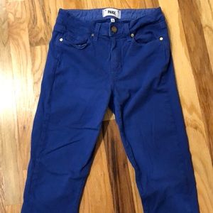 Paige blue skinny jeans with gold zipper